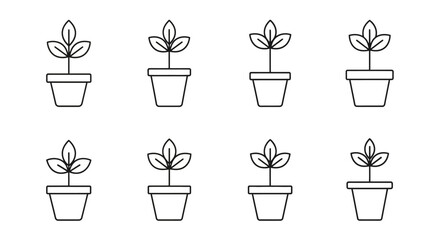 Simple line art illustration of potted plants in a grid arrangement