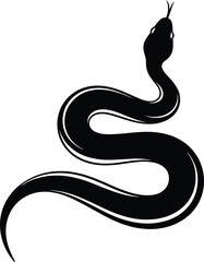 Stylized snake vector illustration, smooth curved serpent silhouette design, minimal black reptile artwork, elegant wild animal symbol, modern tattoo art graphic