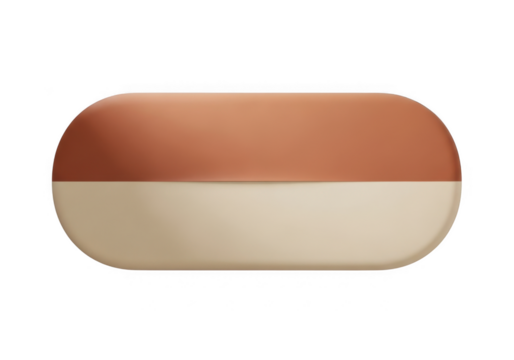 3d minimalist oval container with two tones isolated on transparent background
