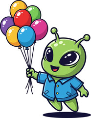 Obraz premium playful space being offers colorful balloons, radiating pure whimsical delight
