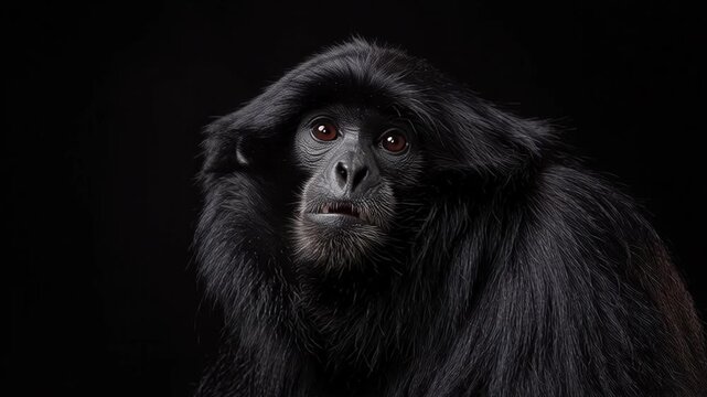 Siamang Gibbon Calling with Inflated Throat Pouch