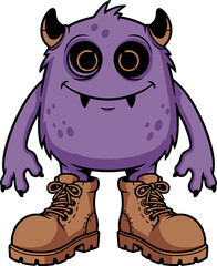 purple friend with big boots ready for a joyful journey