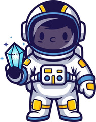 little astronaut discovers sparkling cosmic treasure, a rare space gem