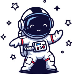 smiling astronaut shimmers bright, inviting exploration of the starry cosmos
