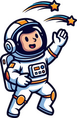Naklejka premium dreamy space traveler reaches for future among sparkling celestial paths