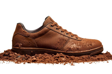 A shoe covered in mud