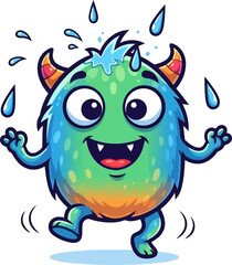 Obraz premium delightful little creature joyfully splashes in refreshing water, full of glee