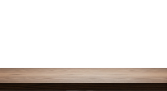 Wooden Table Surface for Product Presentation , isolated on transparent background - Powered by Adobe