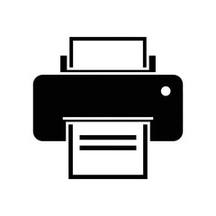 Printer icon symbol illustration representing document printing, office work, digital to physical conversion, output, and desktop publishing functions.