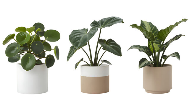 Houseplants in pots on a for home decor and interior design concepts. isolated on transparent background
