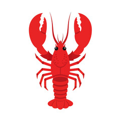 Stylized bright red lobster vector illustration. a vibrant marine crustacean with large, iconic claws, perfect for seafood menus, aquatic themes, or restaurant designs.