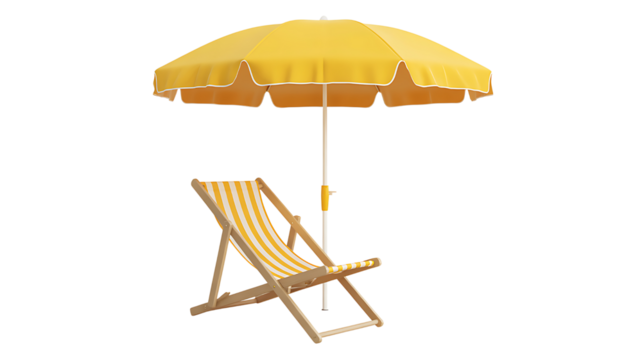 Beach chair umbrella summer vacation leisure relaxation travel seaside holiday relaxation leisure isolated on transparent background