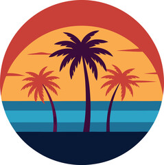 sunset with palm trees