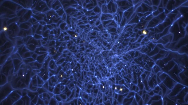 Explore a captivating visual journey through intricate, flowing patterns in deep blue tones. Witness the transformation and movement of shapes creating an enchanting experience