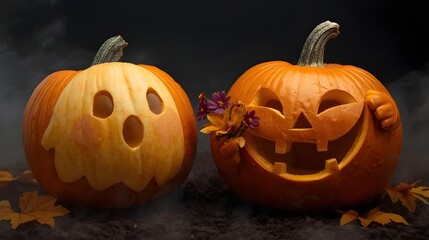 Funny and Friendly Jack-O'-Lanterns with Smoke