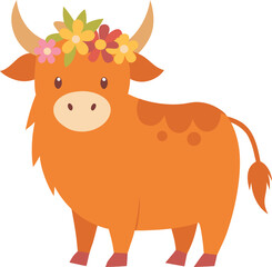 vector illustration of cartoon cow