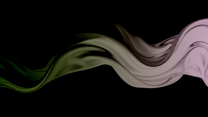 Abstract flowing wave of pastel colors on a black background