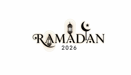 Ramadan 2026 islamic greeting card with lanterns and crescent