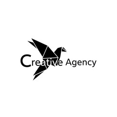 Creative Agency Logo Featuring Origami Bird in Flight.