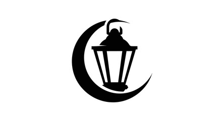 Ramadan lantern with crescent moon simple graphic vector icon