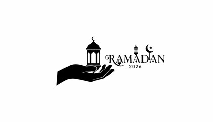 Ramadan 2026: hand holding islamic lantern, holy month greeting