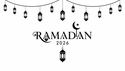 Ramadan 2026 greeting with traditional lanterns and moon symbol