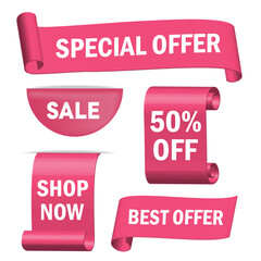 love and valentine's day concept Best choice, order now, special offer, free delivery sale banners. Pink ribbons, tags and stickers. Vector