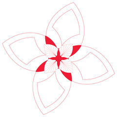 Elegant Red Flower Design with Geometric Shapes Isolated on White Background for Creative Projects and Artistic Compositions