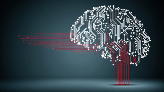 Conceptual Representation of a Digital Brain With Circuit Patterns and Data Flow