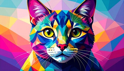 Colorful geometric cat