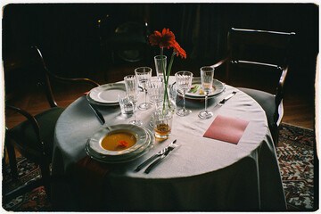 A dining table adorned with refined tableware