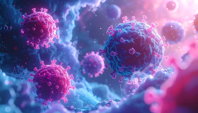 Virus illustration, vibrant colors