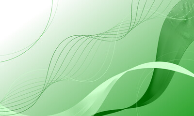 green smooth lines wave curves on soft gradient abstract background