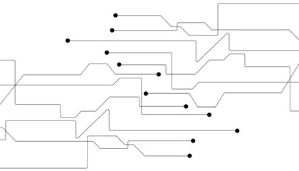 Abstract digital technology futuristic internet network speed connection white and blue background. Technology background with crossed lines and dots.