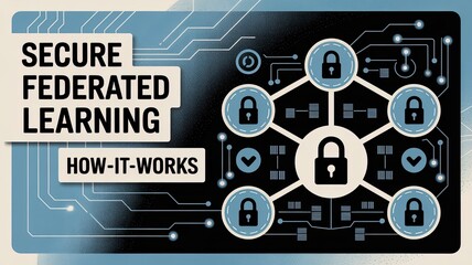 Obraz premium Secure Federated Learning Concept with Lock Symbols and Network Design
