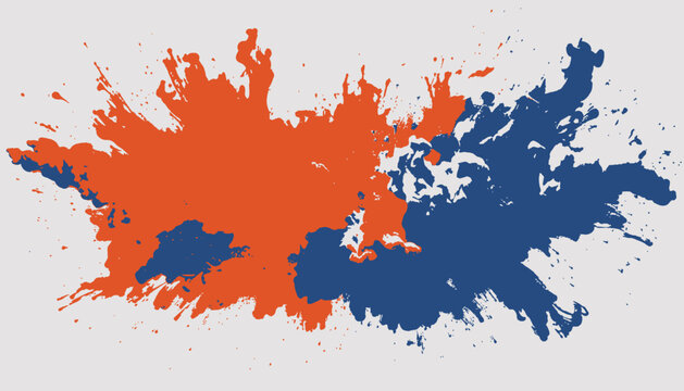 A splash of color featuring two large, overlapping splatters of blue and orange, set against a neutral background