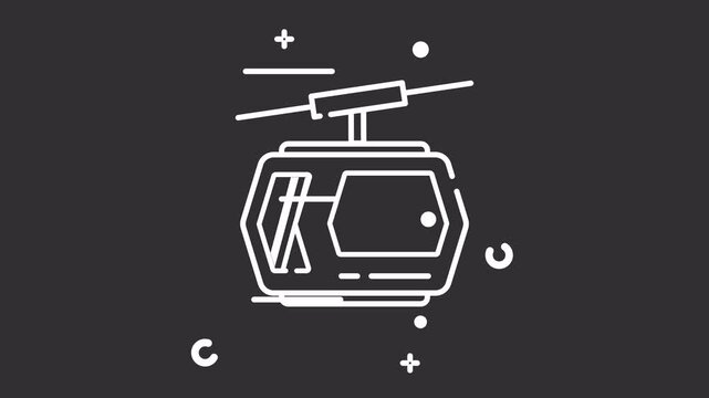 Chairlift white line animated icon. Motion graphic animation winter themed