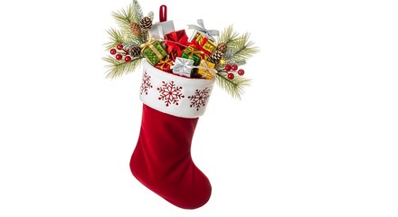 Festive Christmas Stocking Filled with Gifts and Holiday Cheer.
