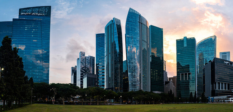 Panoramic office buildings skyline  