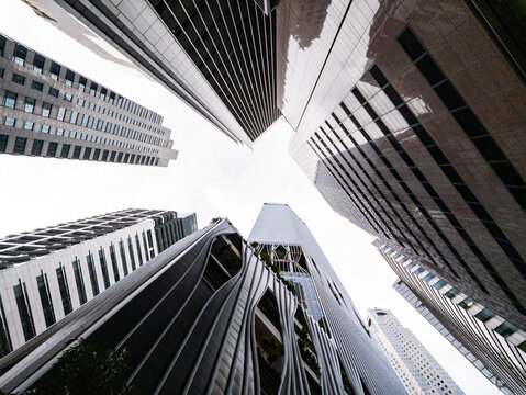Corporate office towers in urban downtown