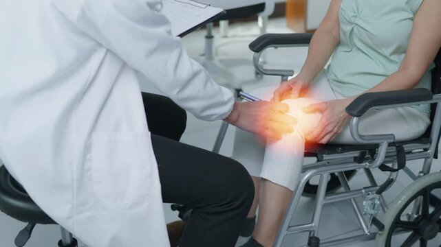 Medical Consultation for Knee Pain Relief Clinic Setting Healthcare Session Bright Environment Close-Up View Patient Care Approach