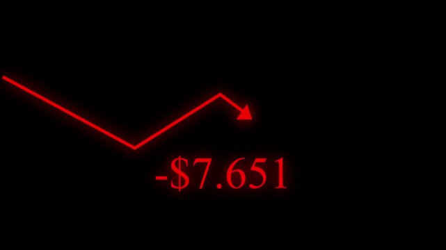 Financial loss motion illustration with red arrow illustration featuring  red arrow financial loss. perfect for illustration bussiness, finance presentation and etc