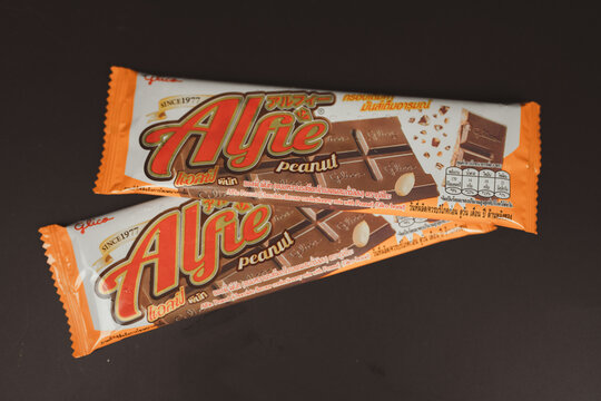 Bangkok, Thailand -&lrm; November 5, &lrm;2025 : Alfie Peanuts. casual chocolate bar.
