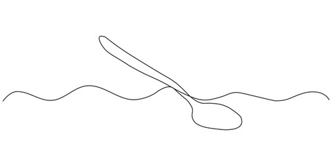 Continuous one line drawing spoon icon vector. kitchen art, culinary symbol. vector illustration.