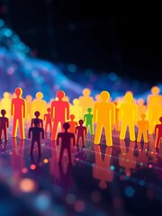 Figures blending into a cohesive digital fabric, signifying ultimate integration and partnership,  futuristic,  intuitive