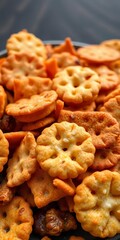 Crunchy, savory cracker assortment, perfect for parties and gatherings,  indulgence,  wheat