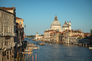 Grand Canal View with Basilica di Santa Maria della Salute under Afternoon Light - Venice, Italy