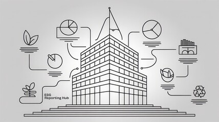 Modern Business Building with ESG Reporting Infographics Design