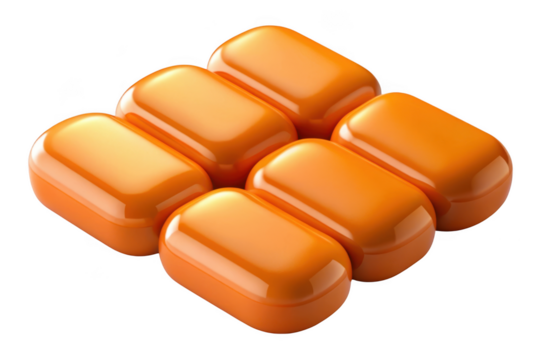 Pile of orange tic tac mints candy sweet treats confectionery delicious refreshing breath isolated on transparent background
