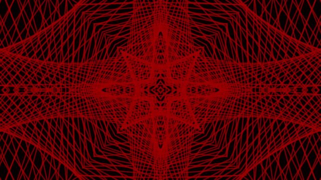 Red glowing star mesh rotating pattern abstract background loop